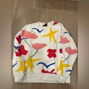 Zara White Sweatshirt with Orange Tag